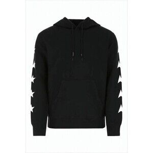 Golden Goose Cropped Black Hoodie With Star Graphics And Kangaroo Pocket - NWT